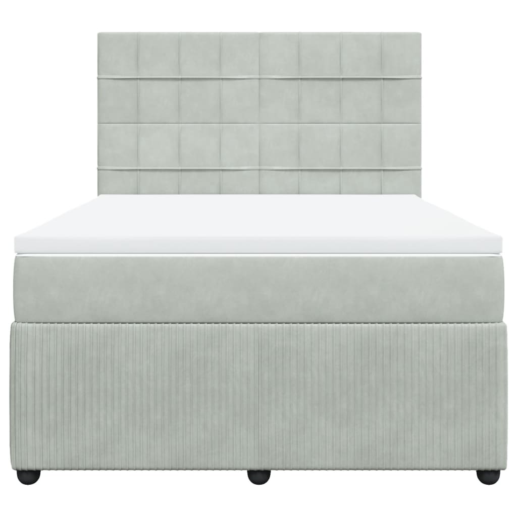 Boxspring met matras fluweel lichtgrijs 140x200 cm