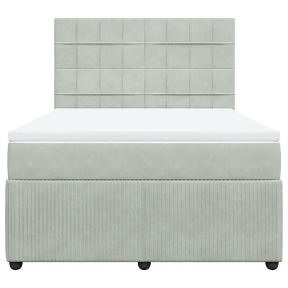 Boxspring met matras fluweel lichtgrijs 140x200 cm