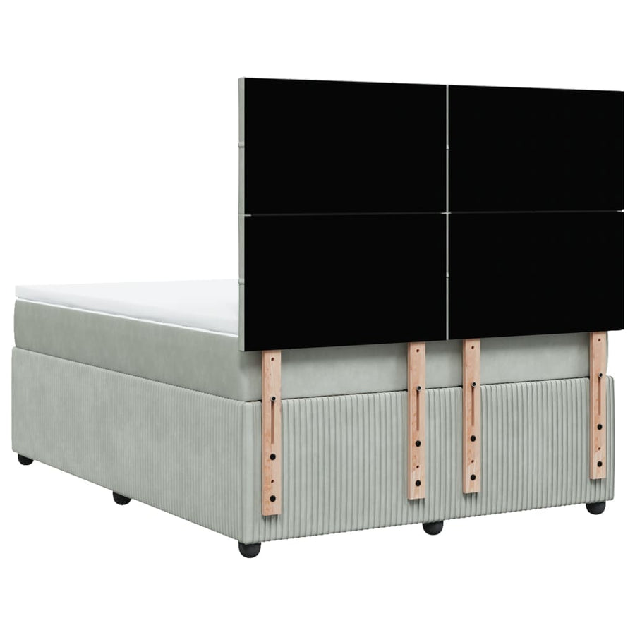 Boxspring met matras fluweel lichtgrijs 140x200 cm