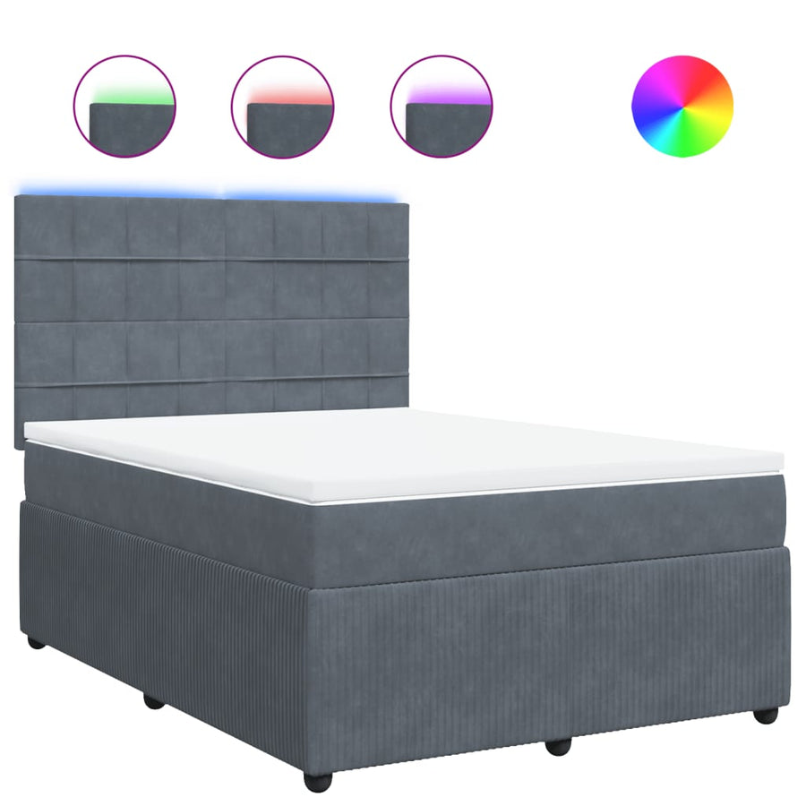 Boxspring met matras fluweel donkergrijs 140x200 cm