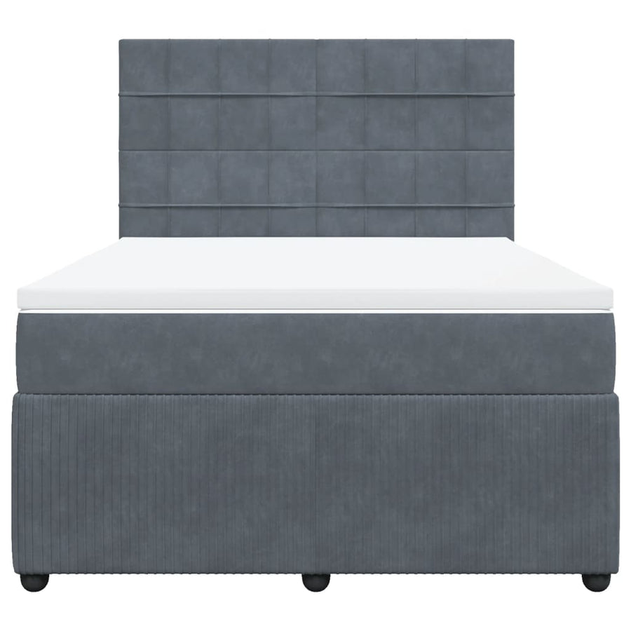 Boxspring met matras fluweel donkergrijs 140x200 cm