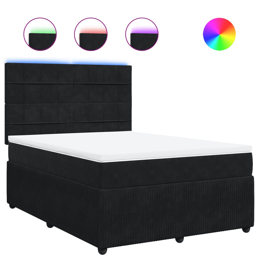 Boxspring met matras fluweel zwart 140x200 cm
