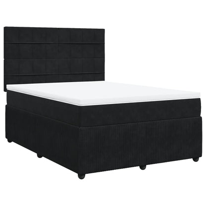 Boxspring met matras fluweel zwart 140x200 cm