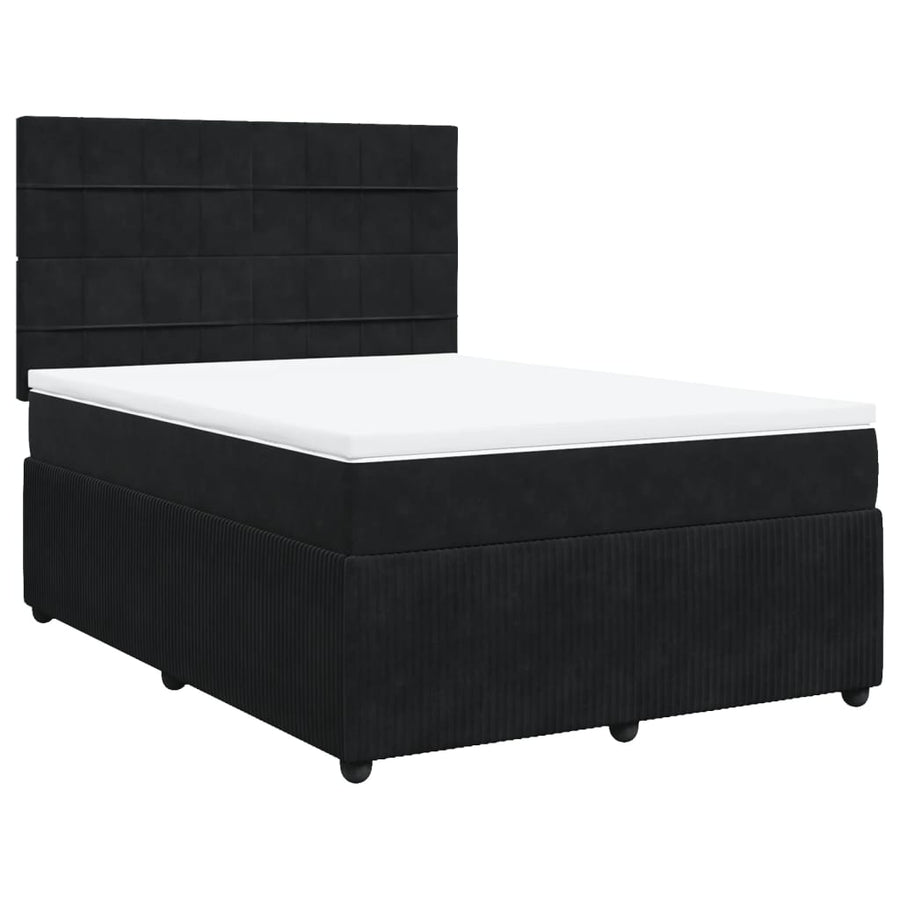 Boxspring met matras fluweel zwart 140x200 cm
