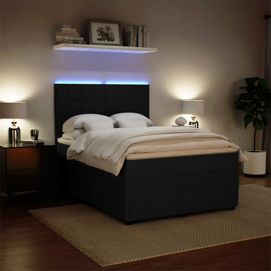 Boxspring met matras fluweel zwart 140x200 cm