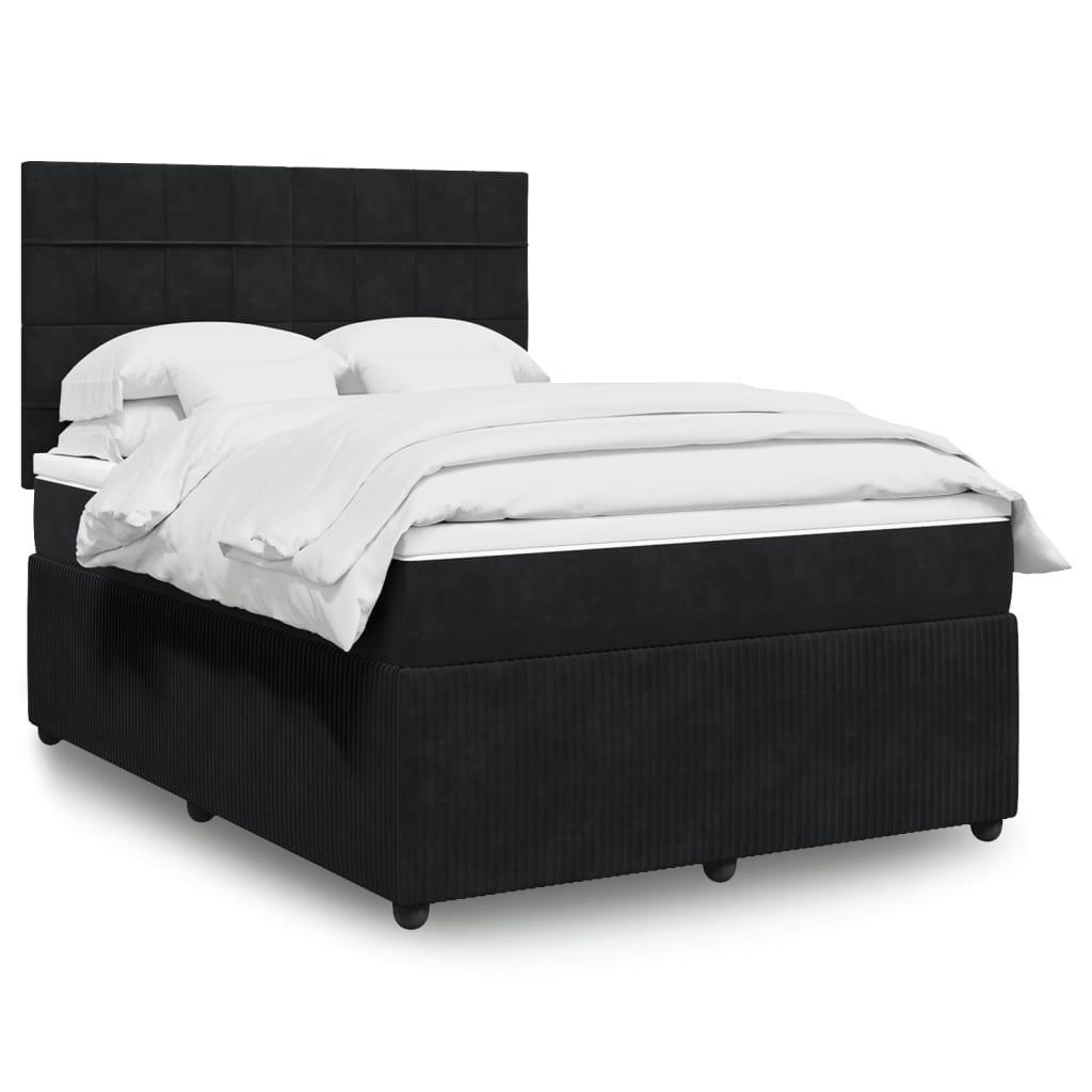 Boxspring met matras fluweel zwart 140x200 cm