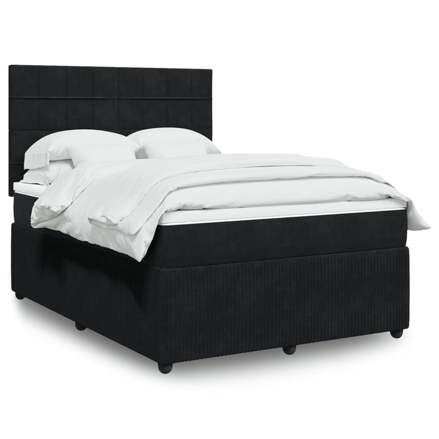 Boxspring met matras fluweel zwart 140x200 cm