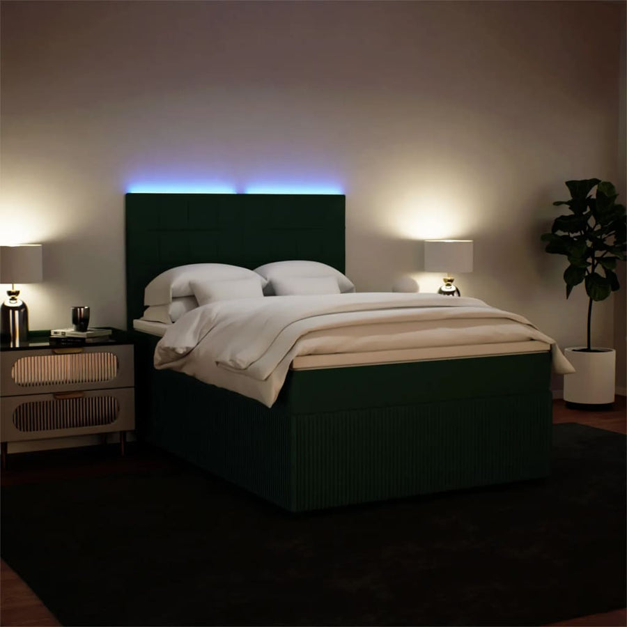Boxspring met matras fluweel donkergroen 140x200 cm