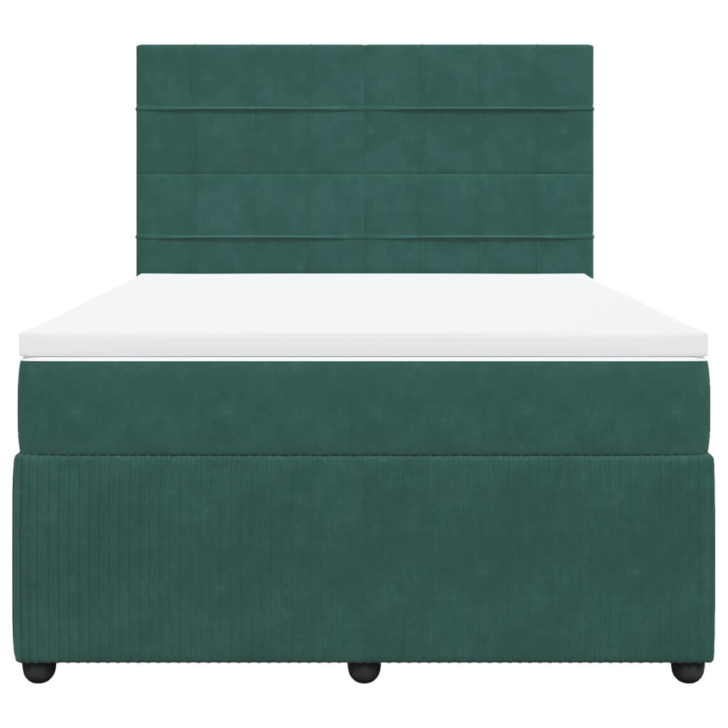 Boxspring met matras fluweel donkergroen 140x200 cm