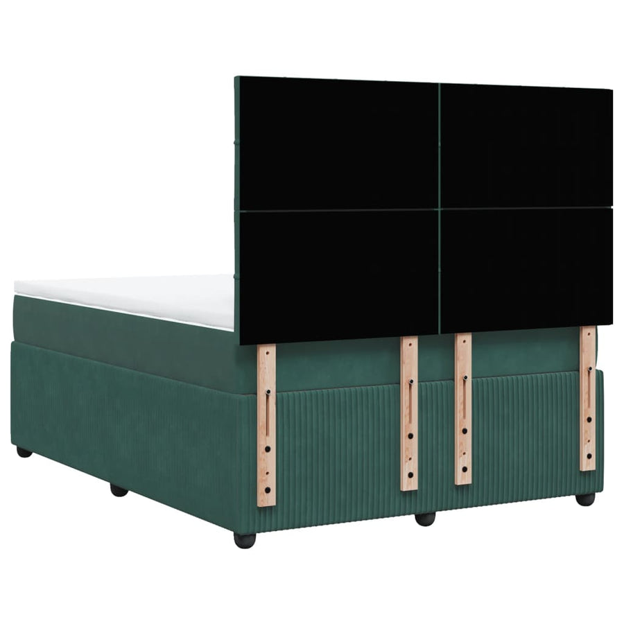 Boxspring met matras fluweel donkergroen 140x200 cm