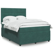Box spring bed with velvet mattress dark green 140x200 cm
