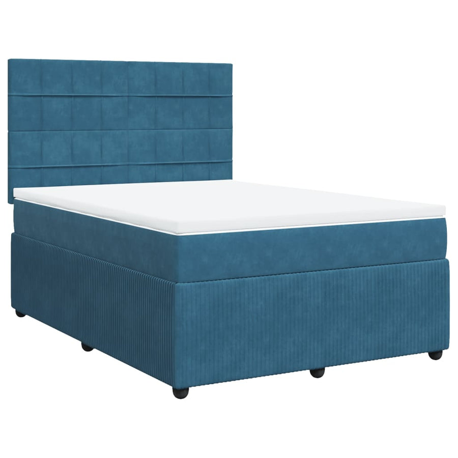Boxspring met matras fluweel blauw 140x200 cm