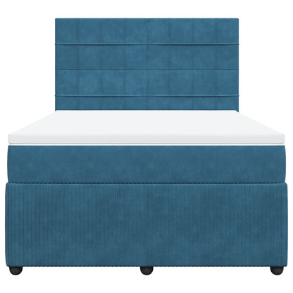 Boxspring met matras fluweel blauw 140x200 cm