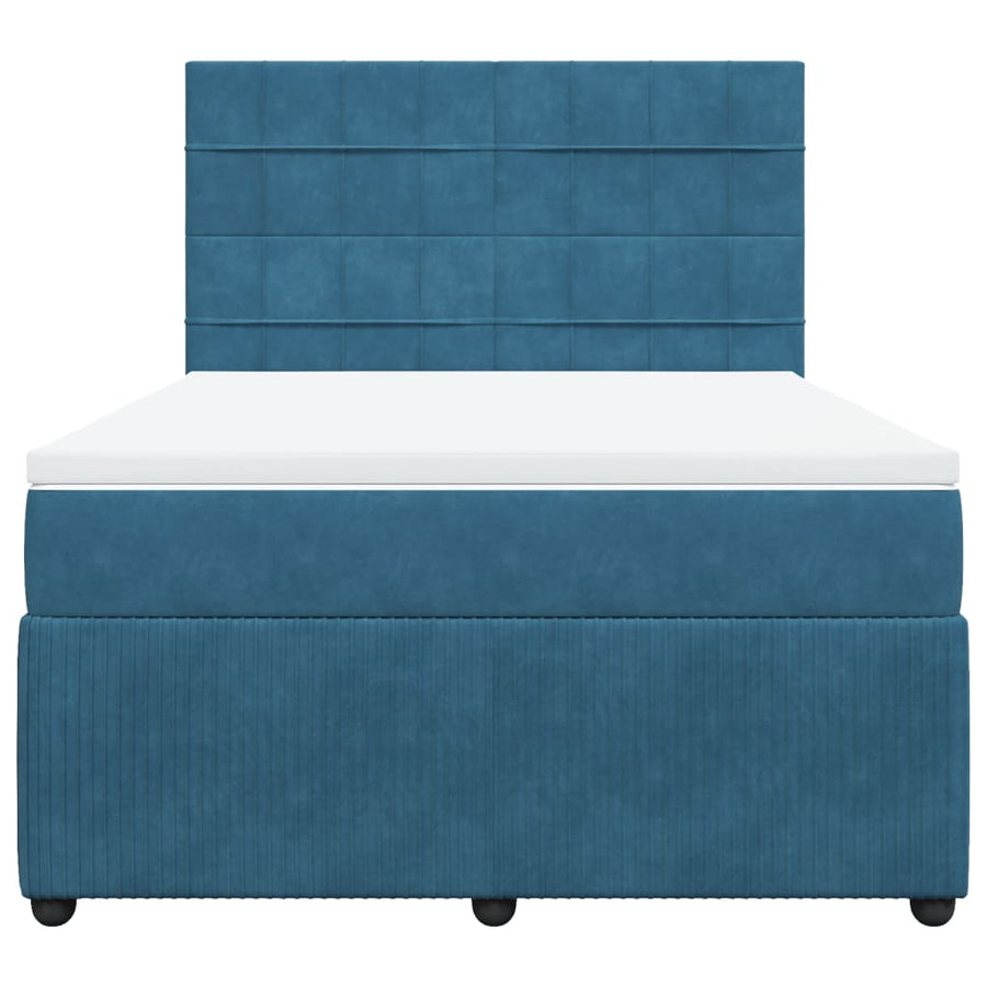 Boxspring met matras fluweel blauw 140x200 cm