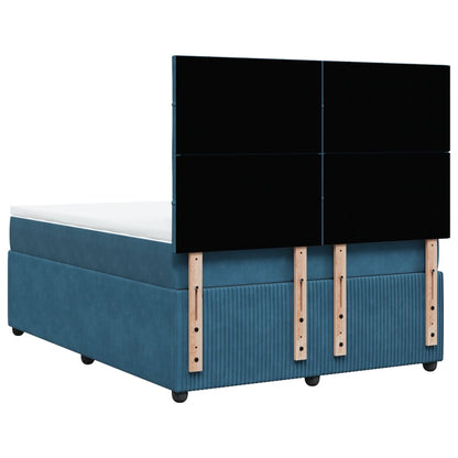 Boxspring met matras fluweel blauw 140x200 cm