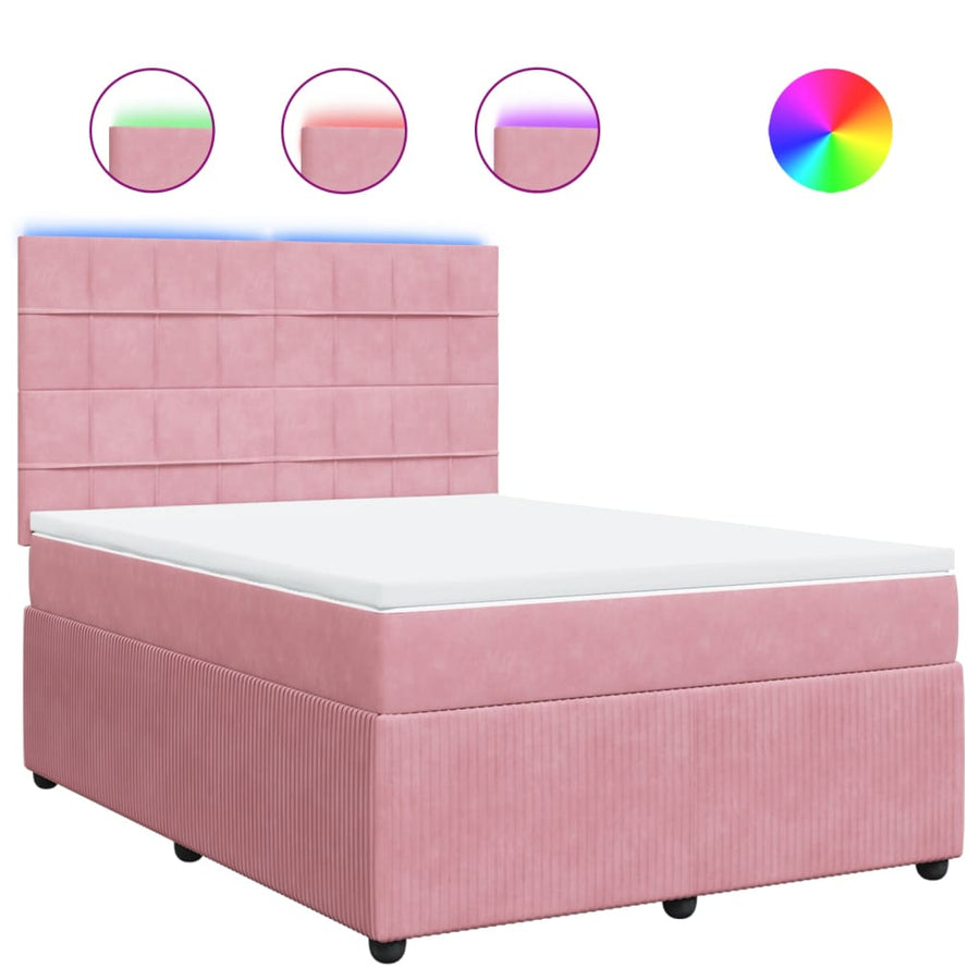 Boxspring met matras fluweel roze 140x200 cm