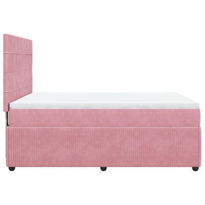 Boxspring met matras fluweel roze 140x200 cm