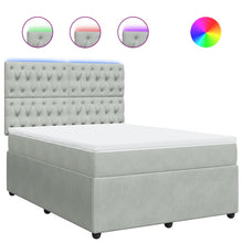 Boxspring met matras fluweel lichtgrijs 140x200 cm