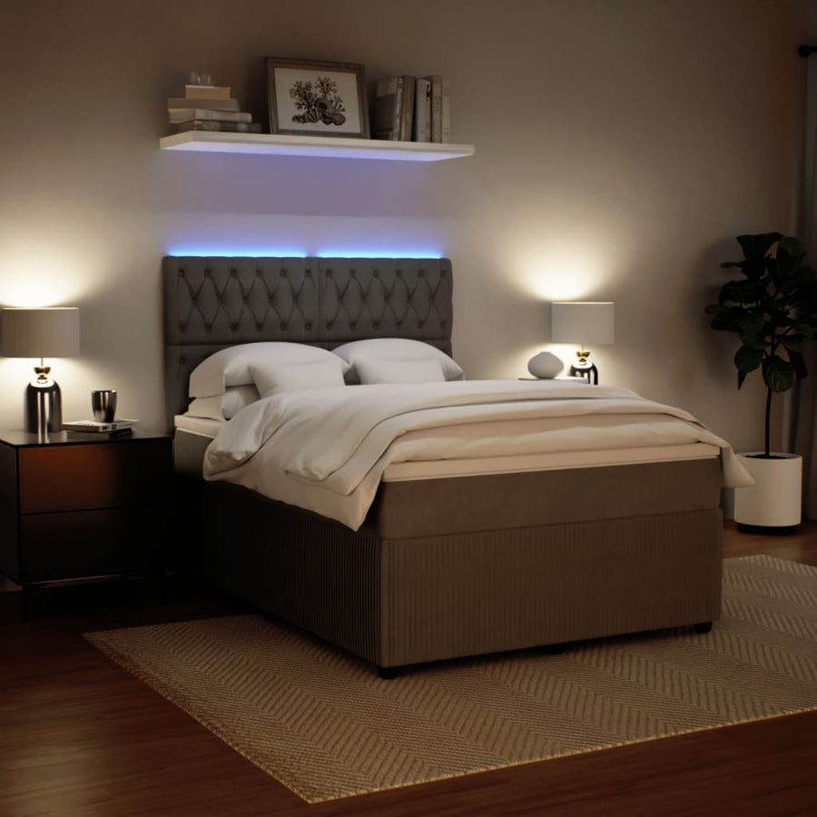 Boxspring met matras fluweel lichtgrijs 140x200 cm