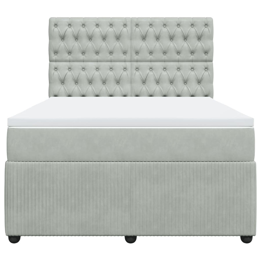 Boxspring met matras fluweel lichtgrijs 140x200 cm