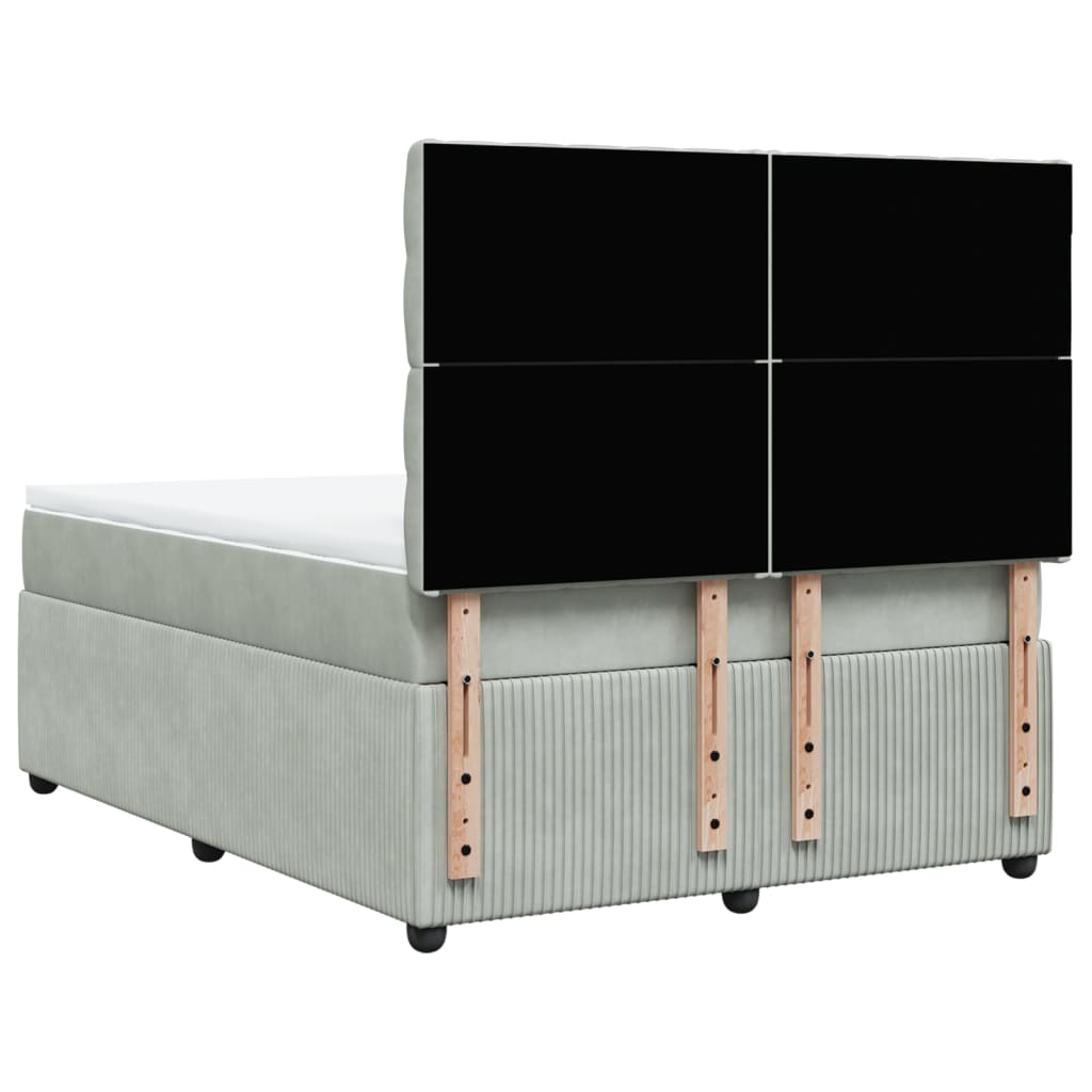 Boxspring met matras fluweel lichtgrijs 140x200 cm