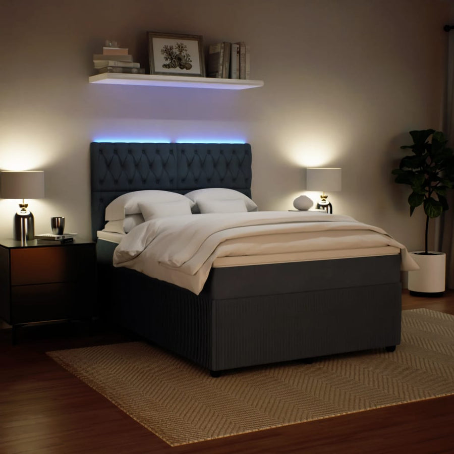 Boxspring met matras fluweel donkergrijs 140x200 cm