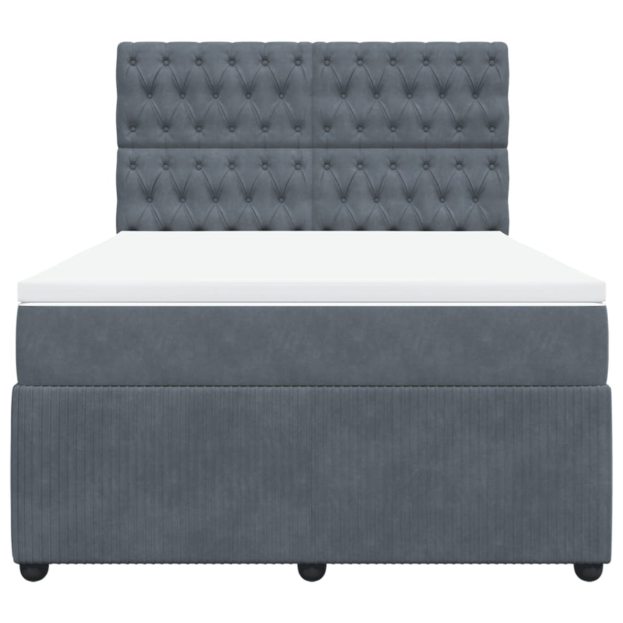 Boxspring met matras fluweel donkergrijs 140x200 cm