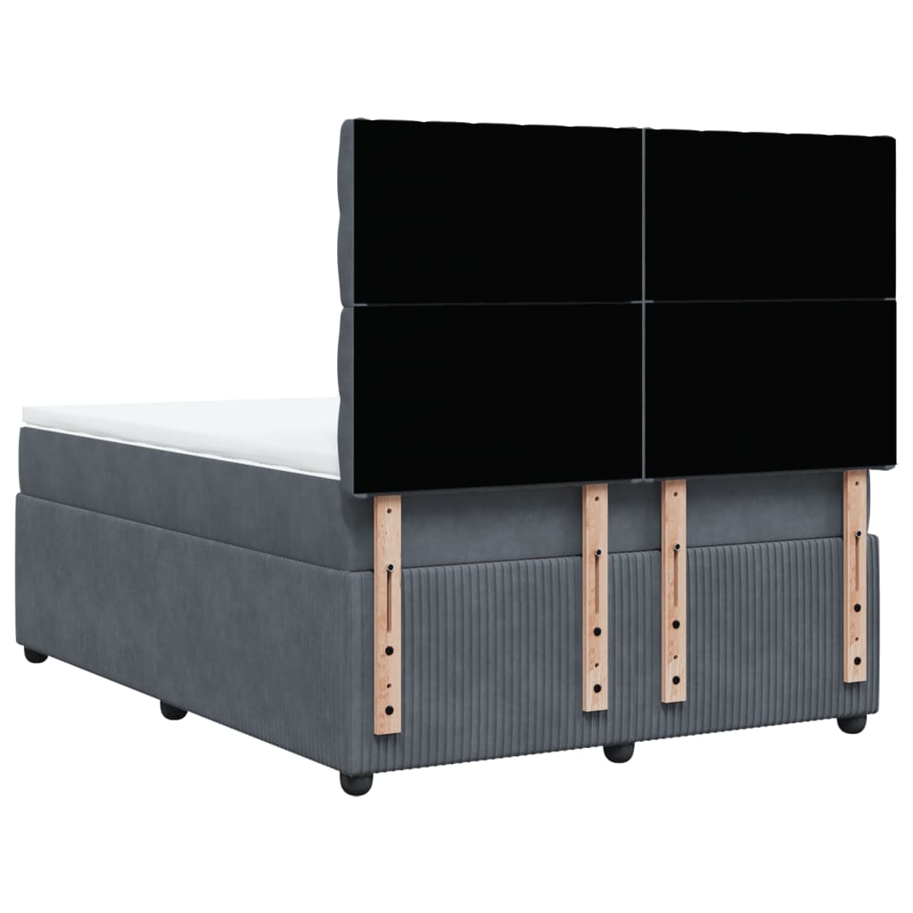 Boxspring met matras fluweel donkergrijs 140x200 cm