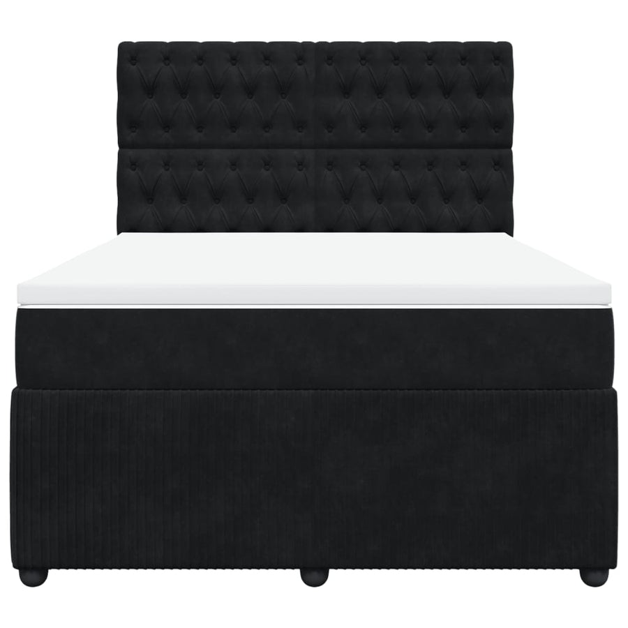 Boxspring met matras fluweel zwart 140x200 cm