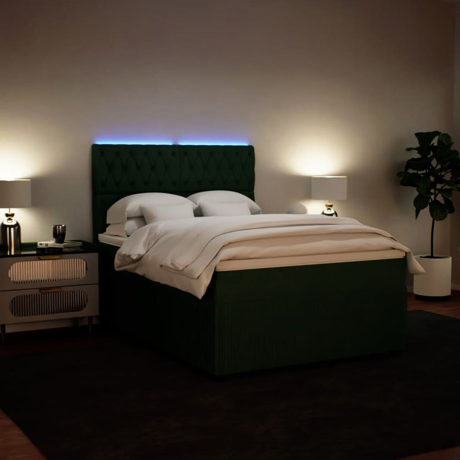 Boxspring met matras fluweel donkergroen 140x200 cm
