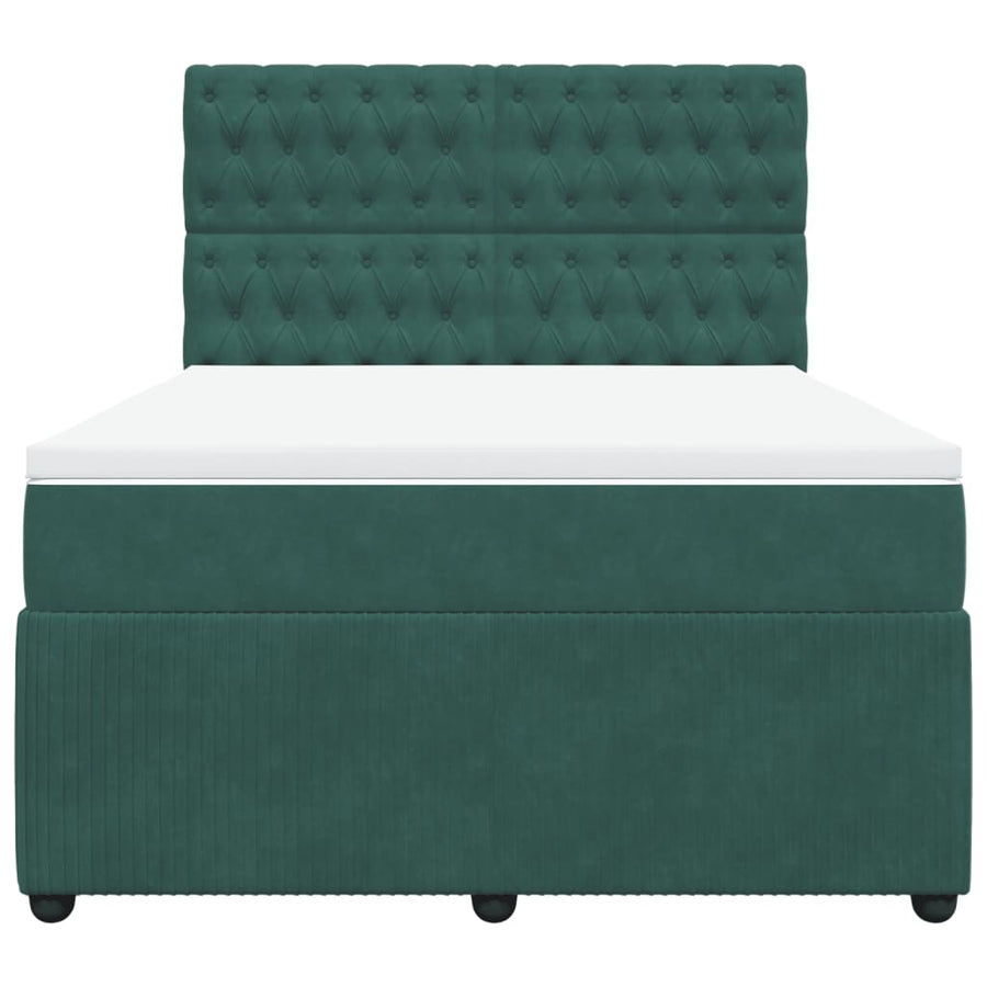 Boxspring met matras fluweel donkergroen 140x200 cm
