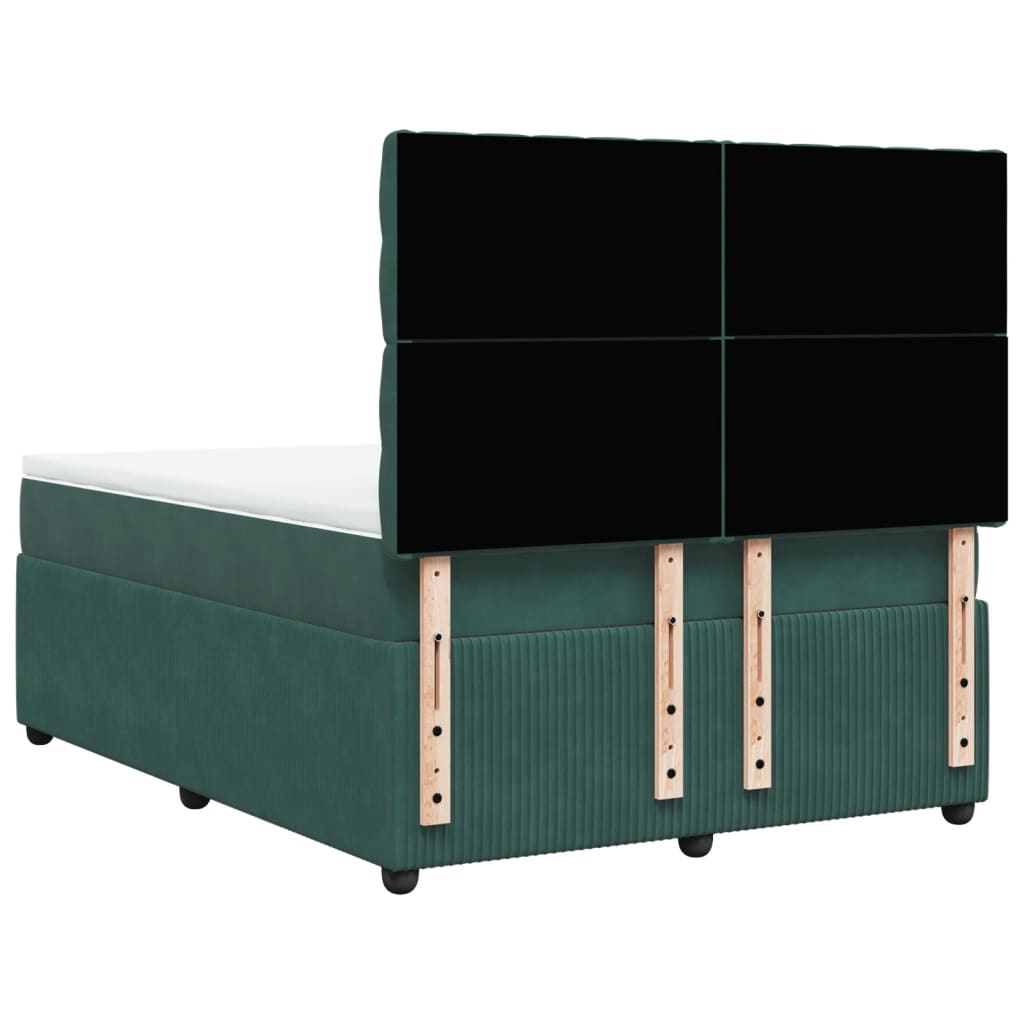 Boxspring met matras fluweel donkergroen 140x200 cm