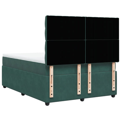 Boxspring met matras fluweel donkergroen 140x200 cm