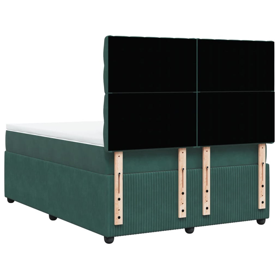 Boxspring met matras fluweel donkergroen 140x200 cm
