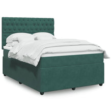 Boxspring met matras fluweel donkergroen 140x200 cm