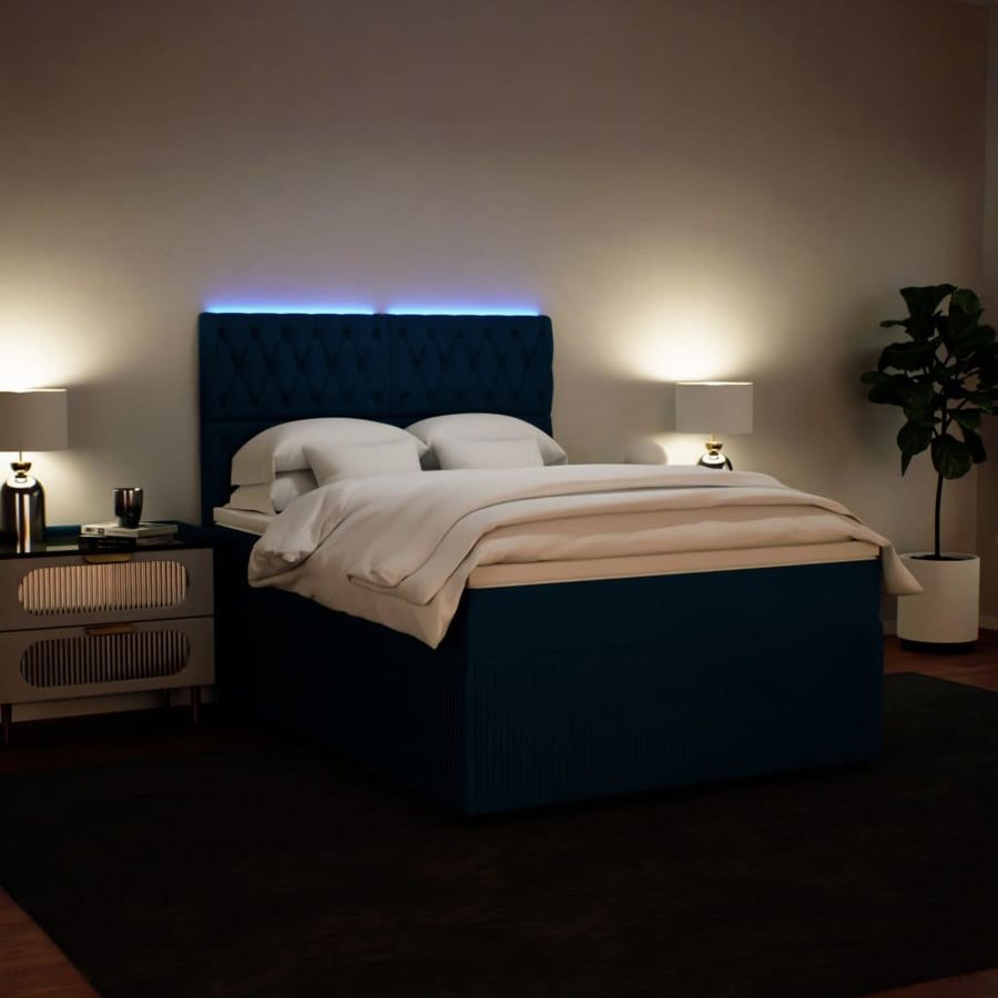 Boxspring met matras fluweel blauw 140x200 cm