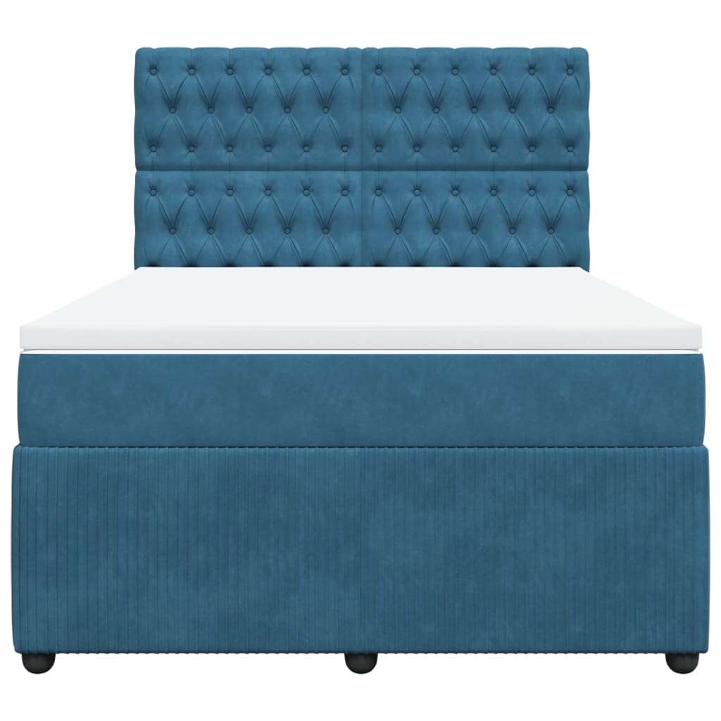 Boxspring met matras fluweel blauw 140x200 cm