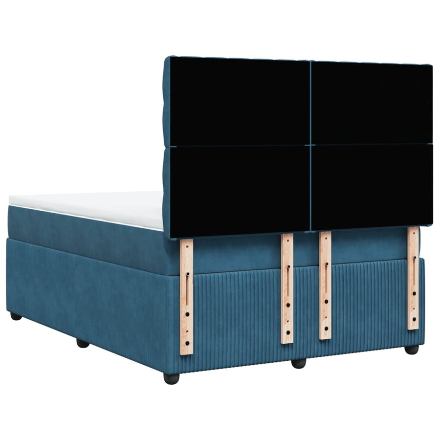 Boxspring met matras fluweel blauw 140x200 cm