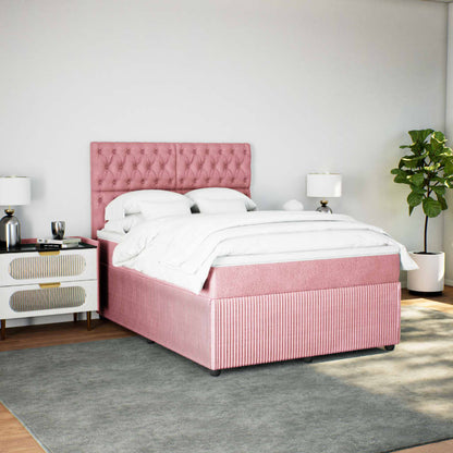 Boxspring met matras fluweel roze 140x200 cm