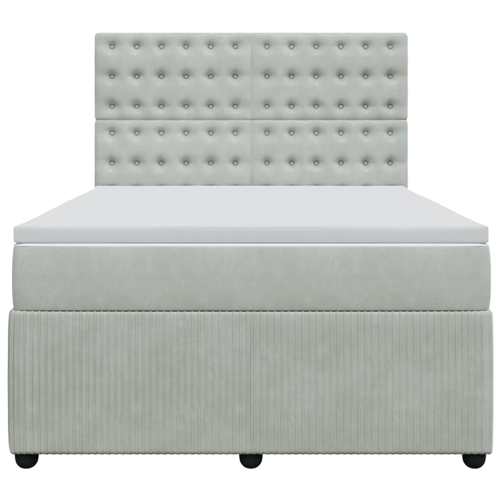 Boxspring met matras fluweel lichtgrijs 140x200 cm
