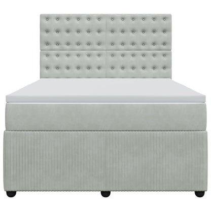 Boxspring met matras fluweel lichtgrijs 140x200 cm