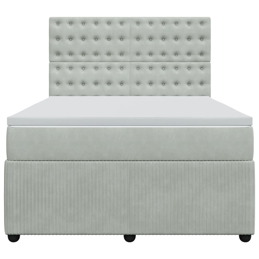 Boxspring met matras fluweel lichtgrijs 140x200 cm