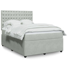Boxspring met matras fluweel lichtgrijs 140x200 cm