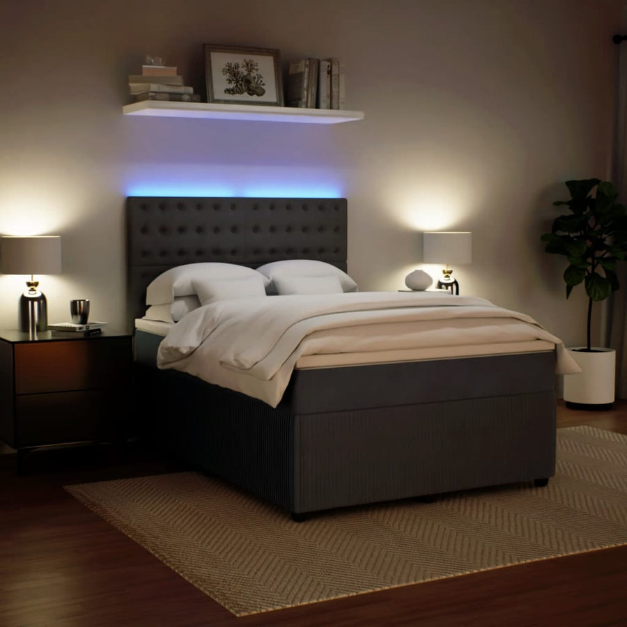Boxspring met matras fluweel donkergrijs 140x200 cm