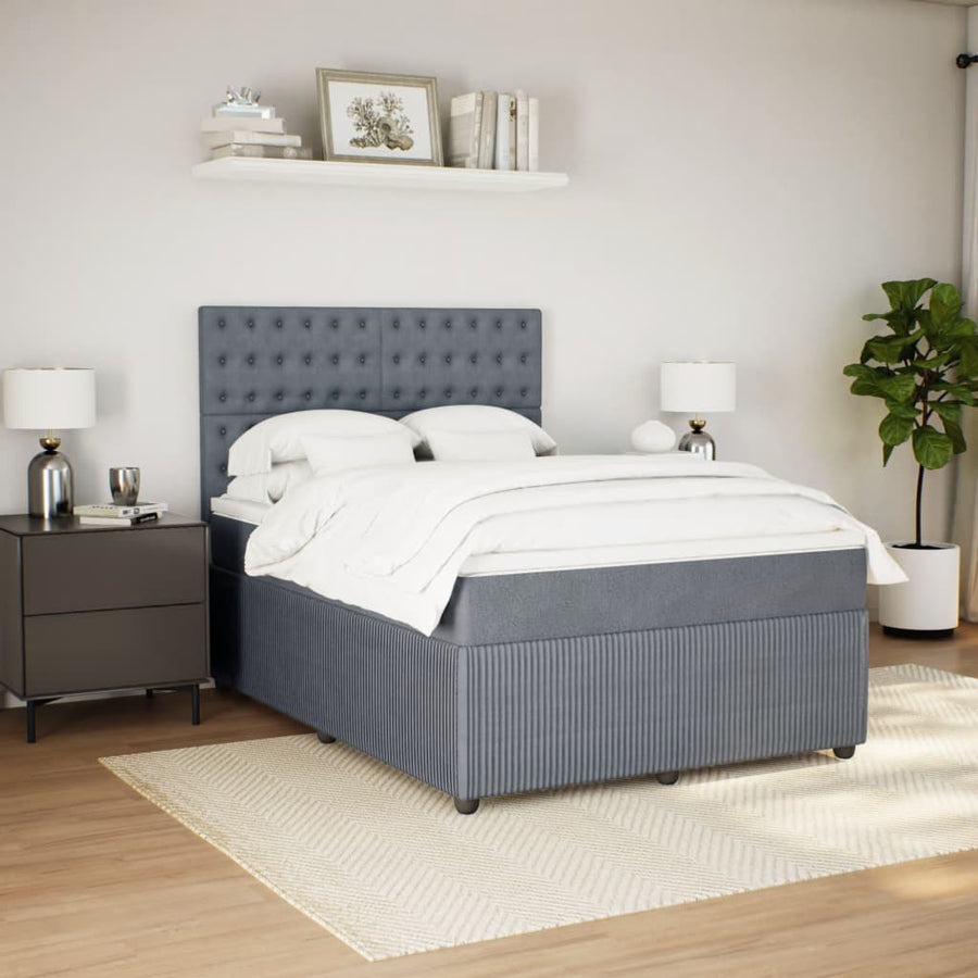 Boxspring met matras fluweel donkergrijs 140x200 cm