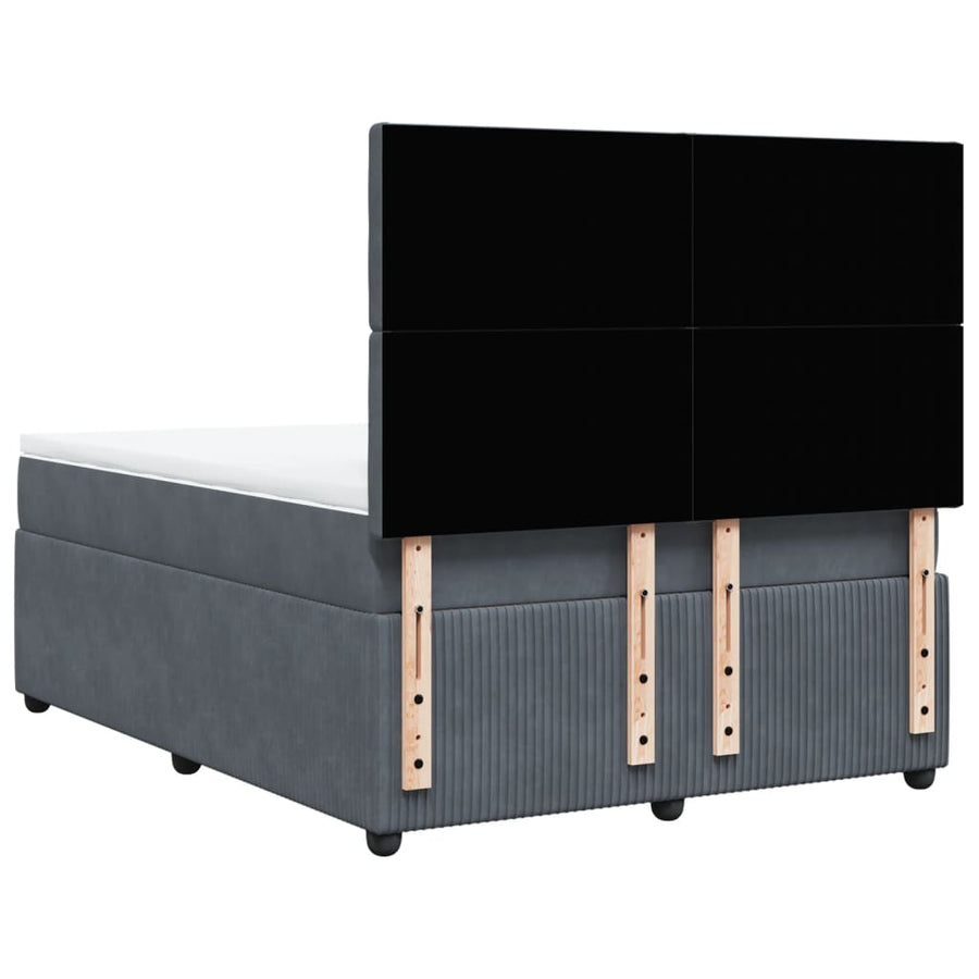 Boxspring met matras fluweel donkergrijs 140x200 cm