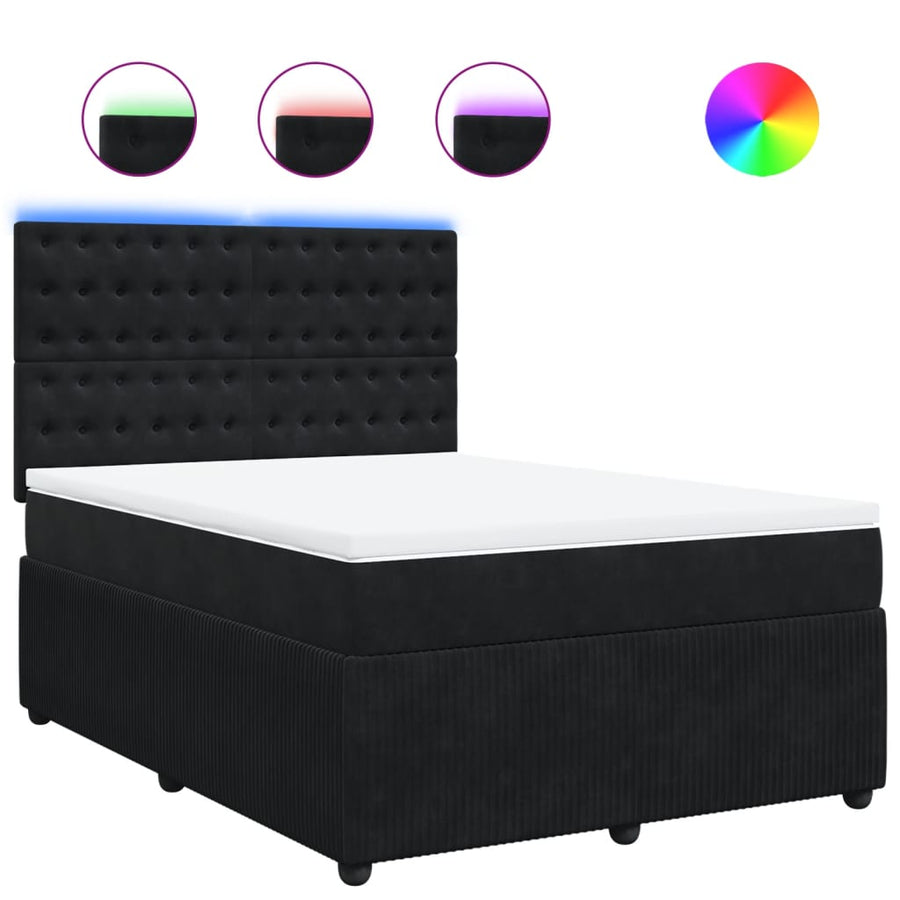 Boxspring met matras fluweel zwart 140x200 cm
