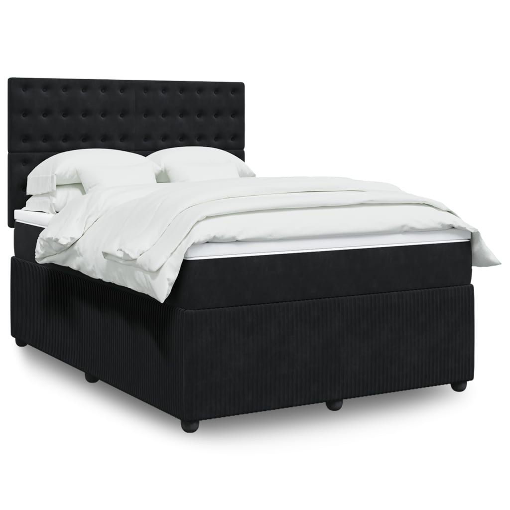 Boxspring met matras fluweel zwart 140x200 cm