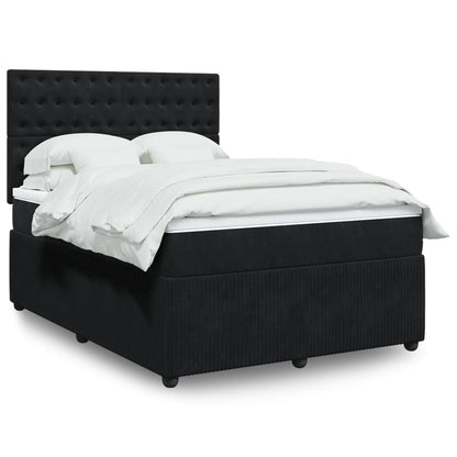 Boxspring met matras fluweel zwart 140x200 cm