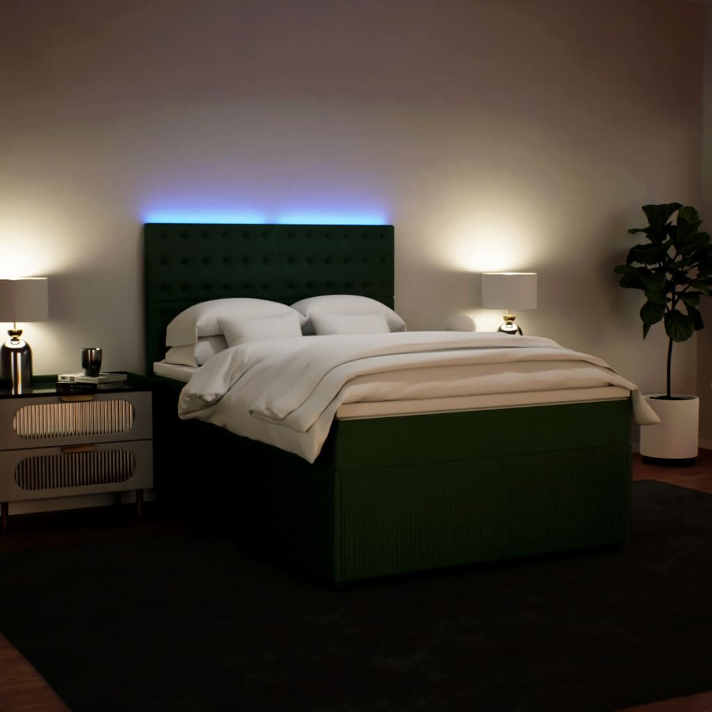 Boxspring met matras fluweel donkergroen 140x200 cm